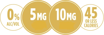 Product label with health and nutritional information on a gold background